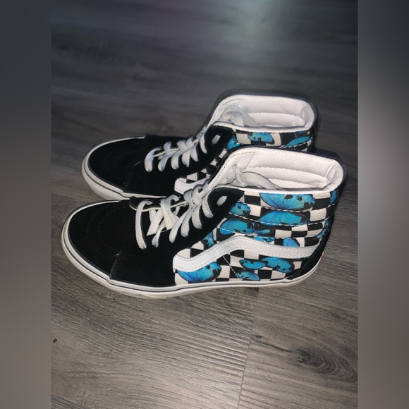 Vans Shoes - High Top Vans Butterfly/Checkered Print Size 6